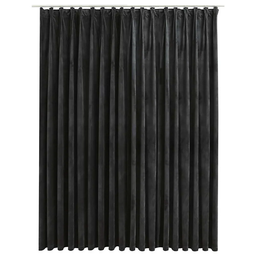 Cortina blackout com ganchos 290x245 cm veludo antracite