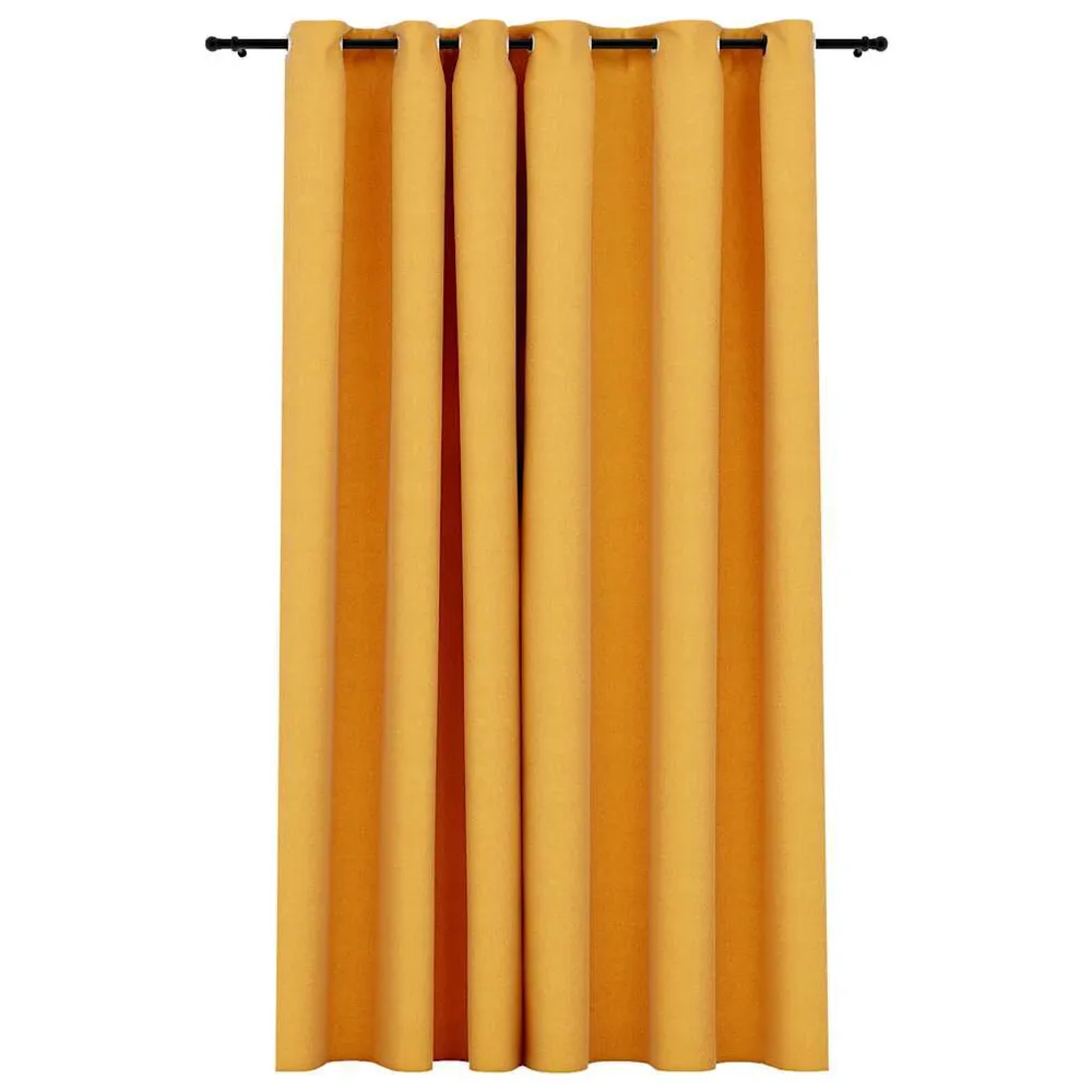 Cortina opaca aspeto de linho com ilhós 290x245 cm amarelo