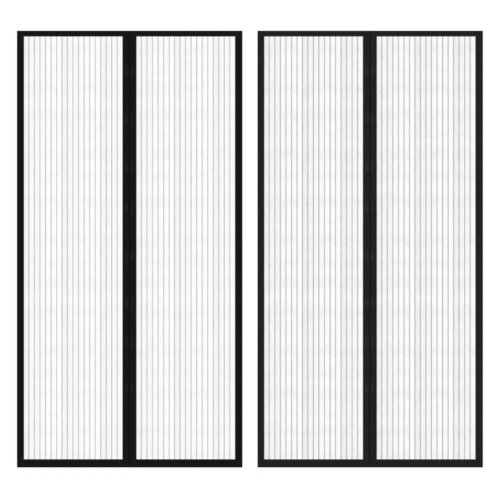 Cortina de porta anti-insetos magnética 210x100cm 2 pcs preto