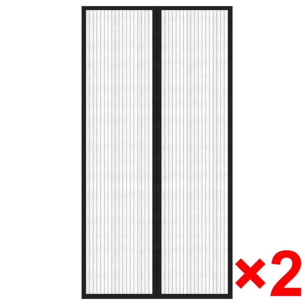 Cortina de porta anti-insetos magnética 210x100cm 2 pcs preto