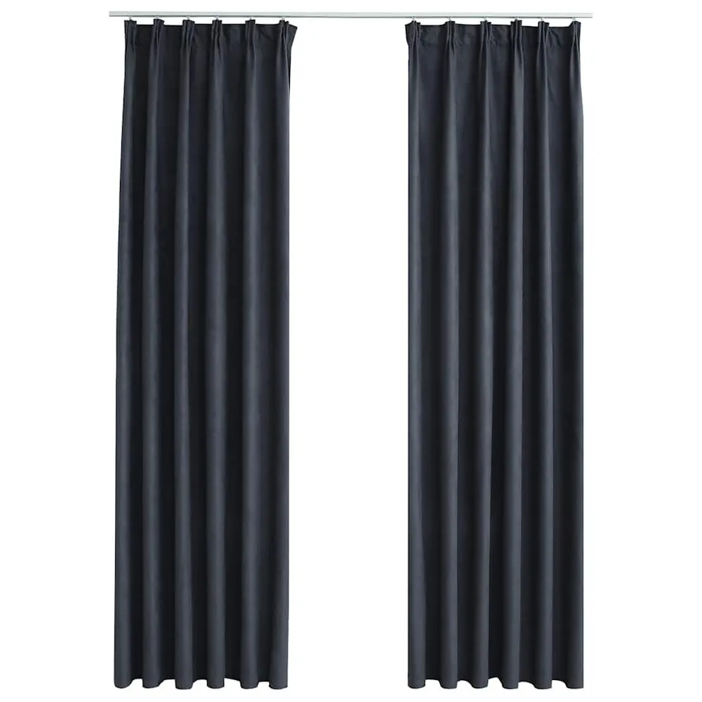 Cortinas blackout com ganchos 2 pcs 140x175 cm antracite