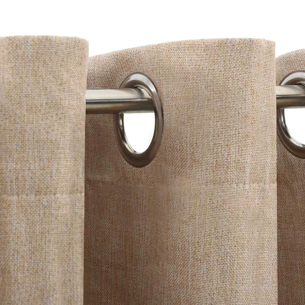Cortinas opacas aspeto linho com ilhós 2 pcs 140x175 cm bege