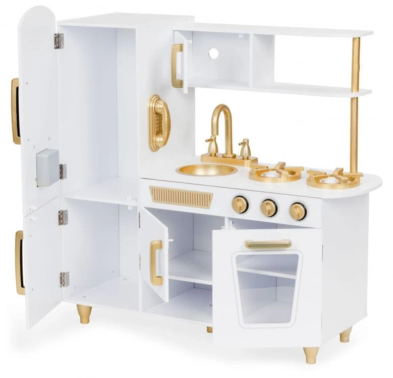 Cozinha de crianç imenso de madeira branco-dourado