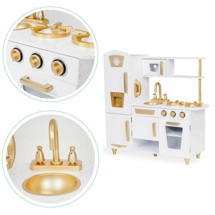 Cozinha de crianç imenso de madeira branco-dourado