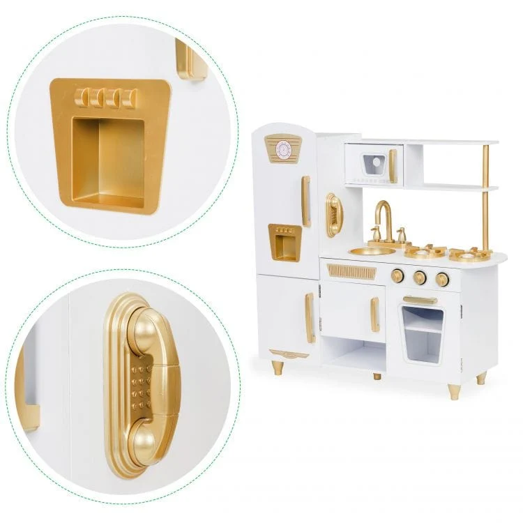 Cozinha de crianç imenso de madeira branco-dourado