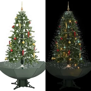 Árvore de Natal com neve base formato guarda-chuva 170 cm verde Clicnbuy