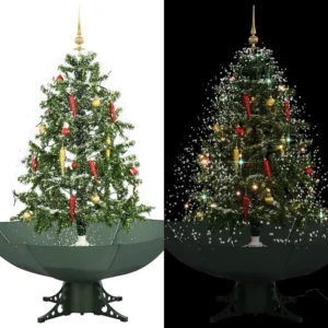 Árvore de Natal com neve base formato guarda-chuva 140 cm verde Clicnbuy