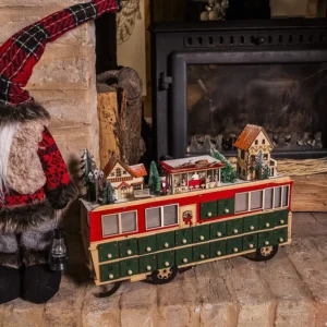 Calendário do Advento em Forma de Trem de Madeira com 24 Gavetas e Luzes Ideia de Presente Mobili Rebecca