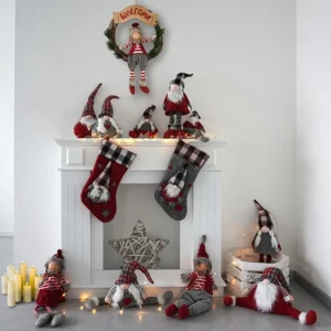 Decoração de Natal Gnome Elfo em tecido cinzento nórdico Mobili Rebecca