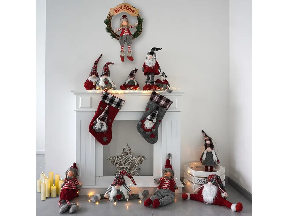 Decoração de Natal Gnome Elfo em tecido cinzento nórdico Mobili Rebecca
