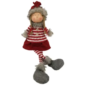 Elfo Gnomo de Natal em tecido vermelho-acinzentado Personagens Mobili Rebecca