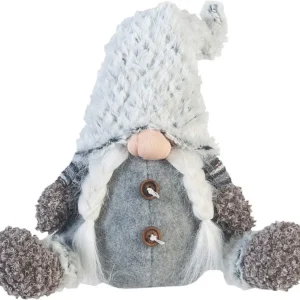 Gnomo Decorativo Ideia de Presente em Tecido Cinzento 35x16x24 Mobili Rebecca