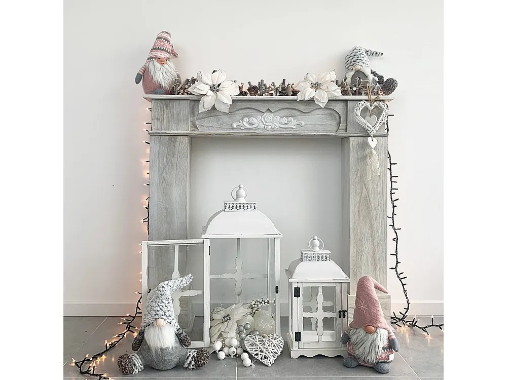 Gnomo Elfo Ornamento de Natal Escandinavo em Tecido Cinzento 35x16x24 Mobili Rebecca