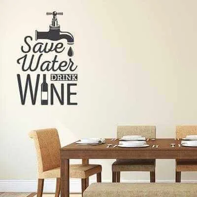 Adesivo Decorativo - save water 0,59x0,91 Metros (Economize água, beba vinho)