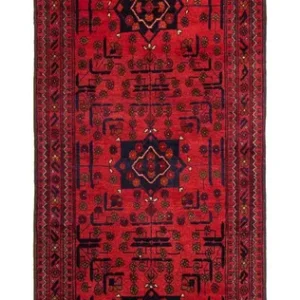 Afghan Teppich - Kunduz 298 x 79 cm - dunkelrot