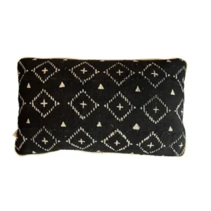 Almofada Bogolan Preto Baguete 50x30