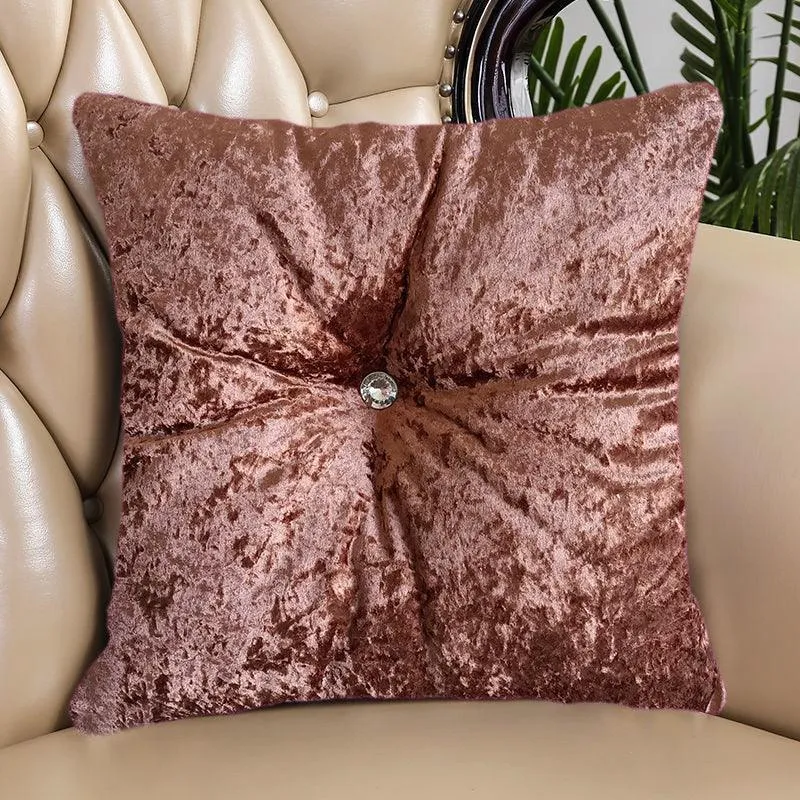 Almofada Com Diamante Quadrada Castanho 50*50cm