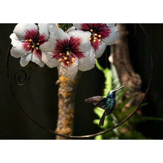 Círculo Beija-flor hibisco - Animal decorativo em metal reciclado Arrosoir & Persil