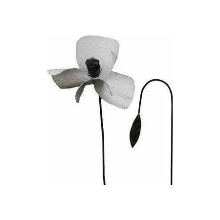 Papoula branca & botão gigante - Vegetal decorativo em metal reciclado Arrosoir & Persil