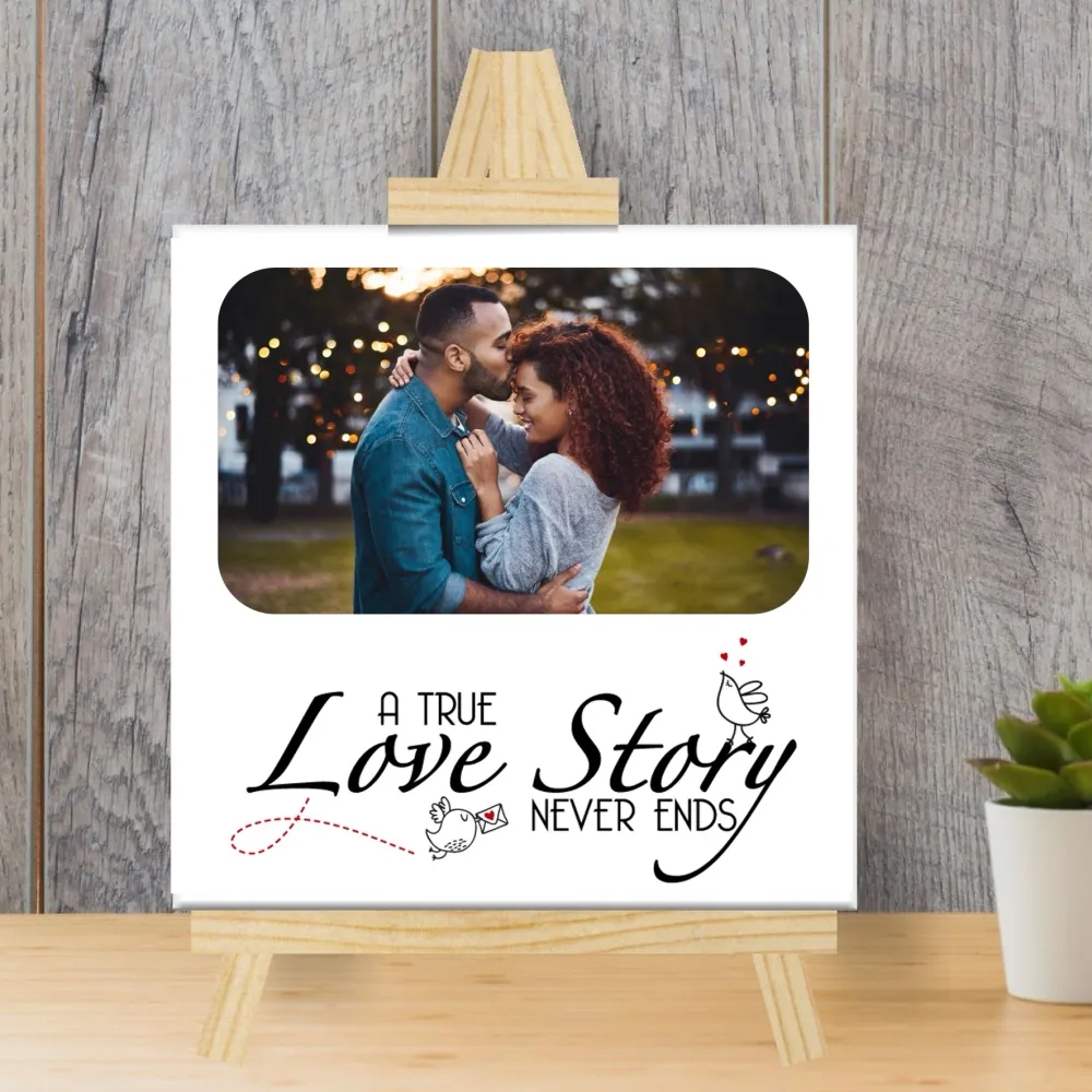 Azulejo " true love story never ends"
