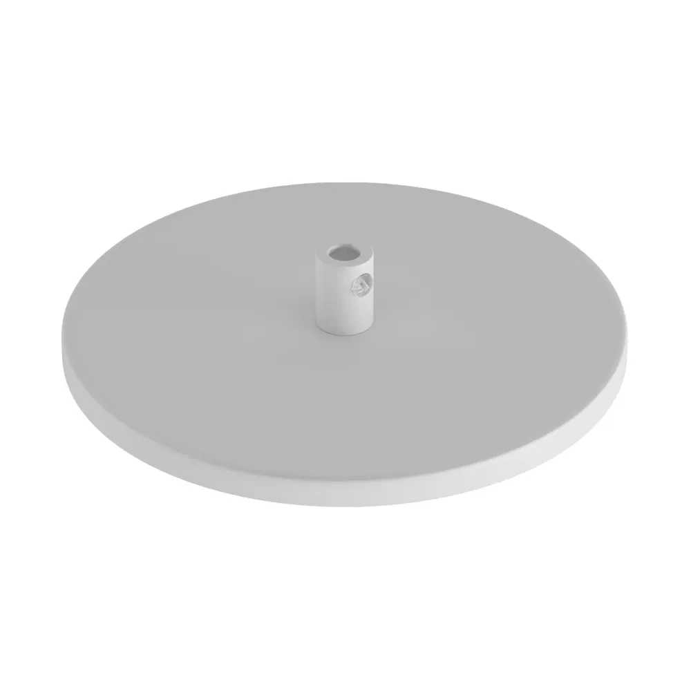 Base de teto de embutir ao nível da parede com 1 furo central - Branco mate