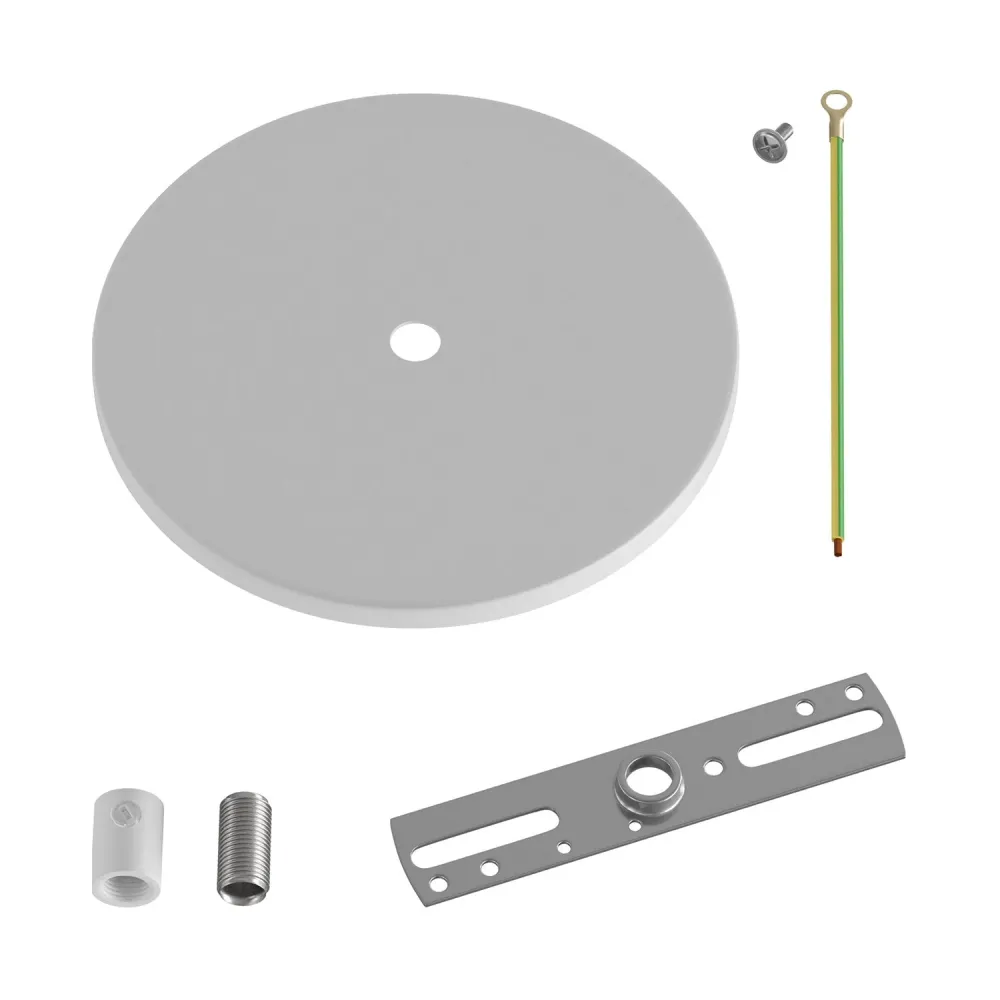 Base de teto de embutir ao nível da parede com 1 furo central - Branco mate