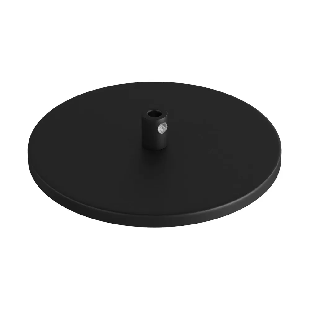 Base de teto de embutir ao nível da parede com 1 furo central - Preto