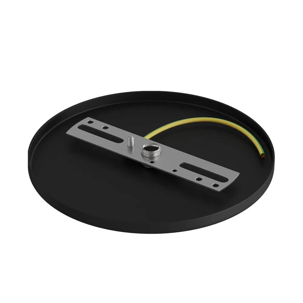 Base de teto de embutir ao nível da parede com 1 furo central - Preto