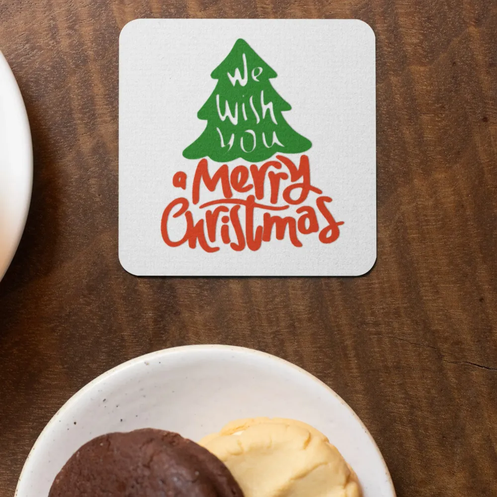 Bases de copos (6 unidades) "We wish you Merry Christmas"