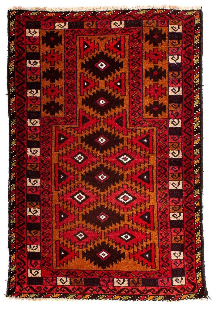 Belutsch Teppich 125 x 80 cm - dunkelrot