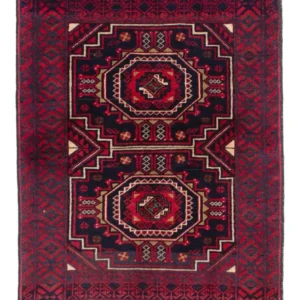 Belutsch Teppich 146 x 84 cm - dunkelrot