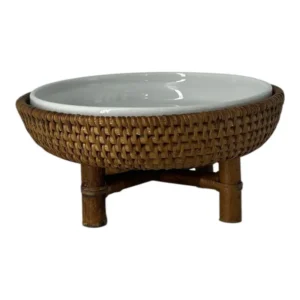 Bowl Ratan e Cerâmica com Pé