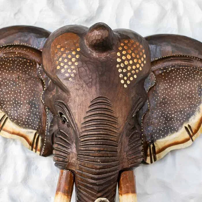Cabeç de Elefante em Madeira 50cm