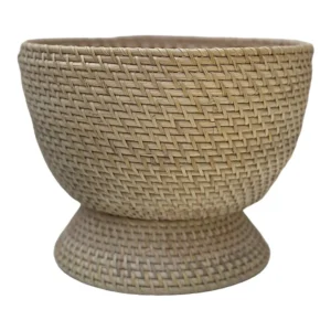 Cachepot Com Pé Rattan Alto