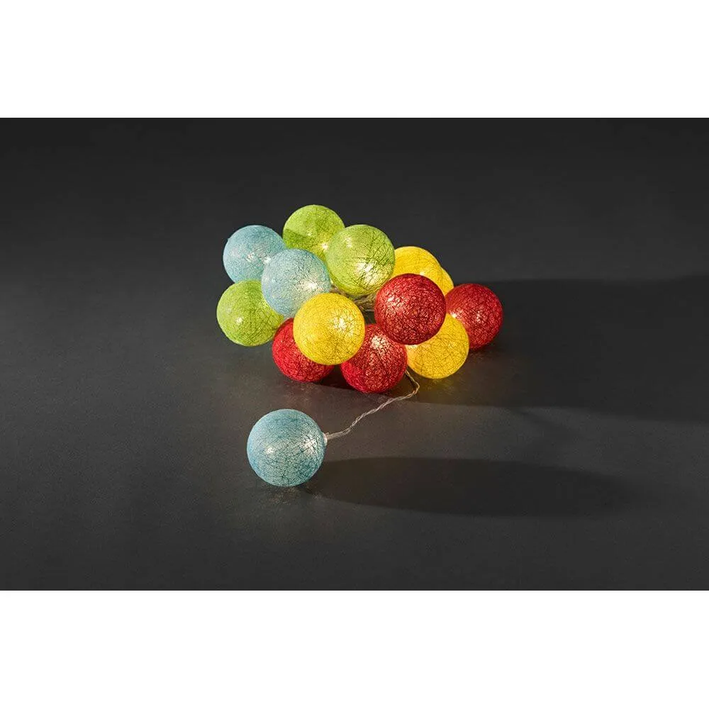 Cadeia de luzes decorativas LED bolas de algodão coloridas grandes 16 díodos brancos quentes