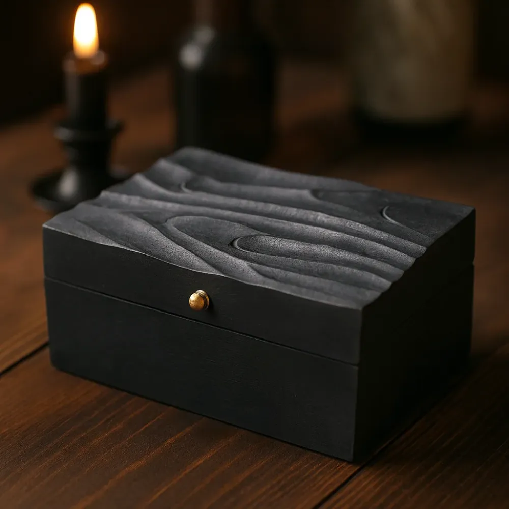 Caixa Multiusos 22x12x10cm Preto com Redemoinhos