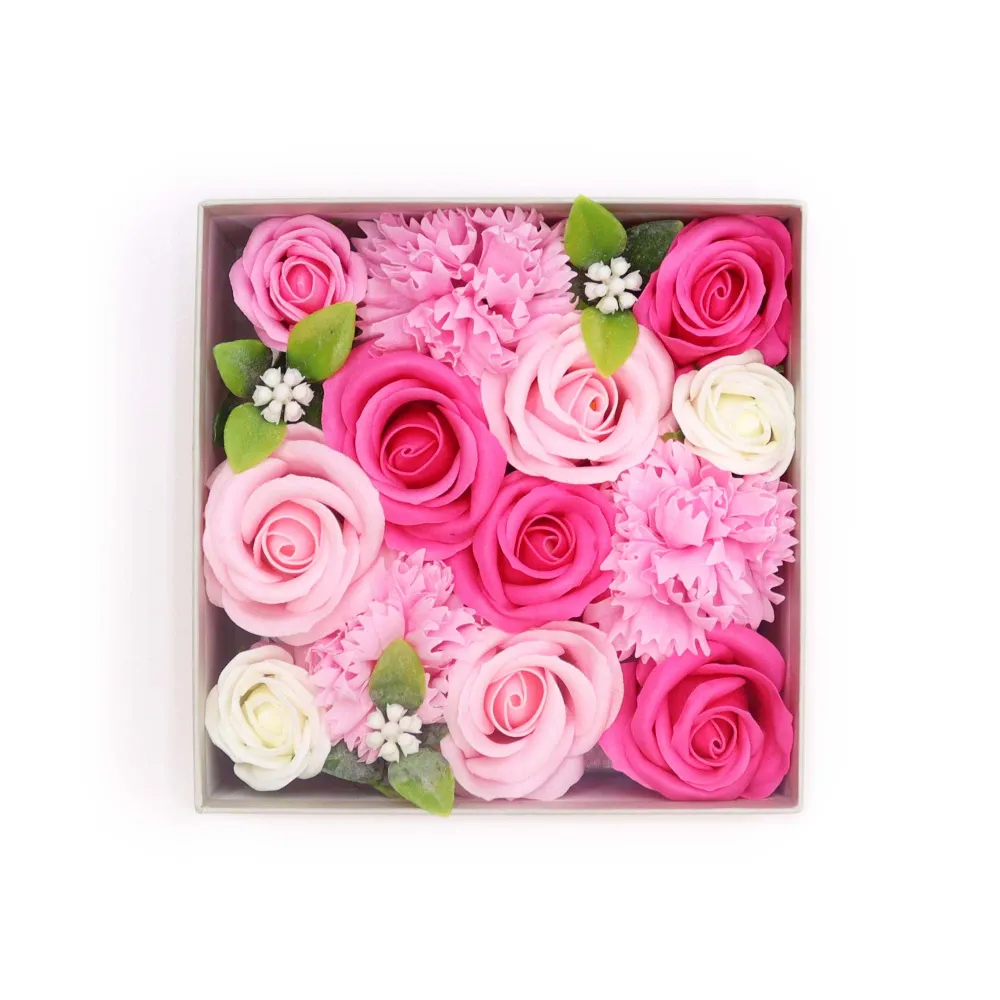 Caixa Quadrada de Flores de Sabão, Cor-de-rosa