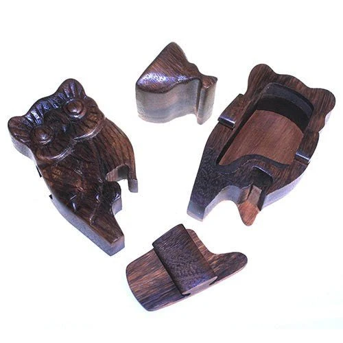 Caixa de Quebra-Cabeças de Madeira, Design de Coruja