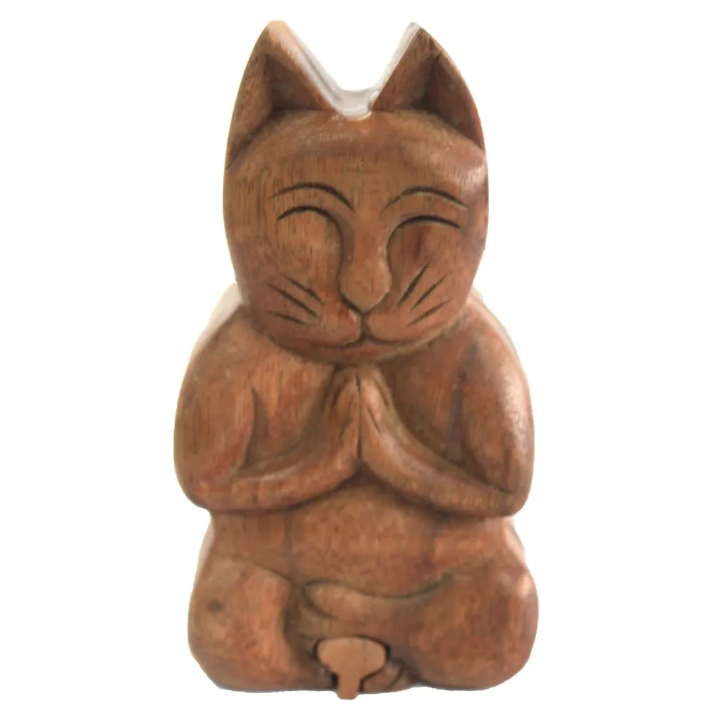 Caixa de Quebra-Cabeças de Madeira Sheesham, Gato Yoga