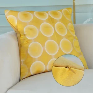 Capa de almofada em tecido jacquard de circos amarelo 45x45cm