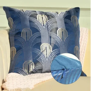 Capa de almofada em tecido jacquard de leque azul-marinho 45x45cm