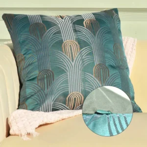Capa de almofada em tecido jacquard de leque verde escuro 45x45cm