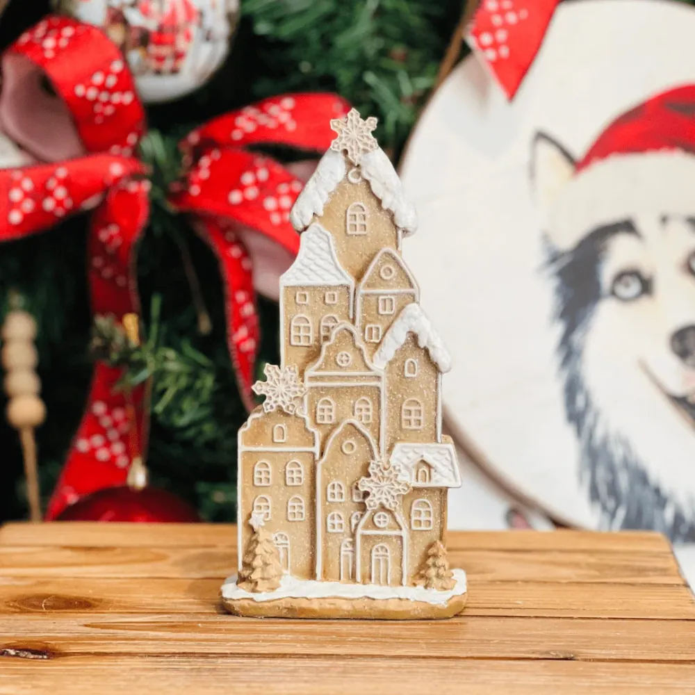 Casa Gingerbread Marrom de Resina 21cm
