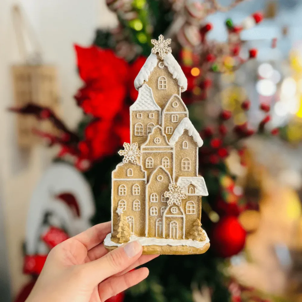 Casa Gingerbread Marrom de Resina 21cm
