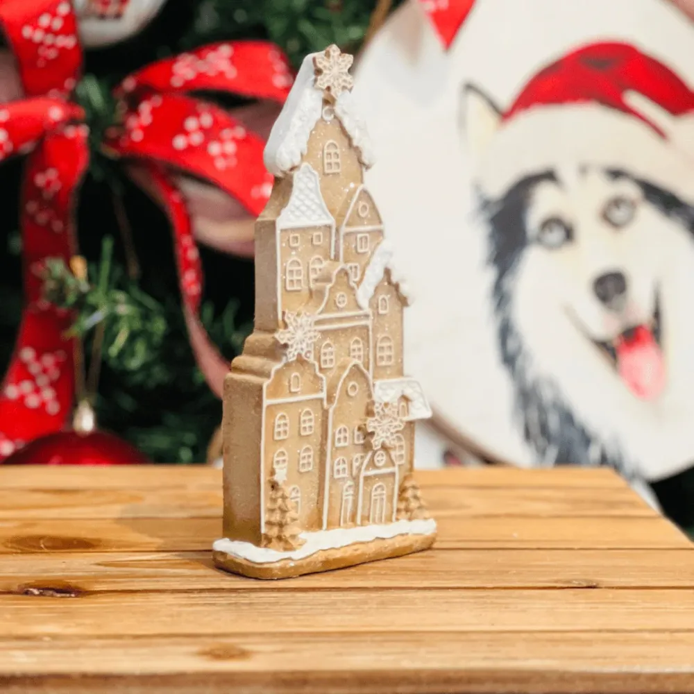 Casa Gingerbread Marrom de Resina 21cm