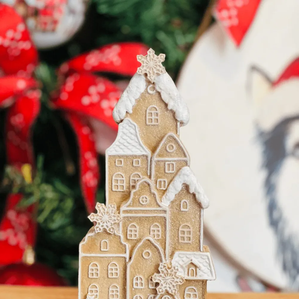 Casa Gingerbread Marrom de Resina 21cm
