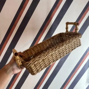 Cesta Retangular Fibra e Bambu