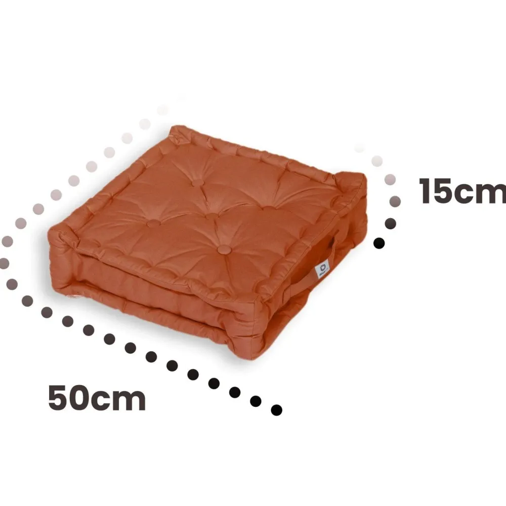 Conjunto de 2 Almofadas de Chão XL 50x50 Terracota - Espesso 15cm & Pega