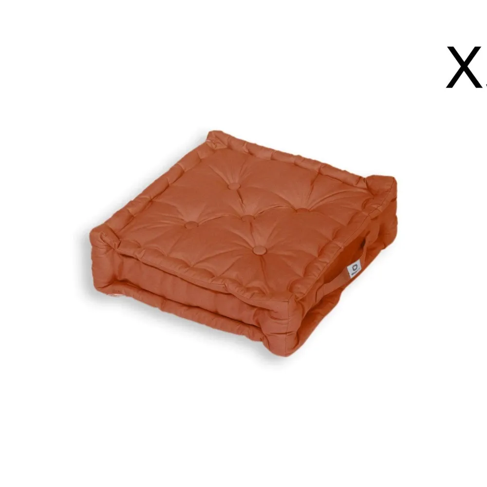 Conjunto de 2 Almofadas de Chão XL 50x50 Terracota - Espesso 15cm & Pega