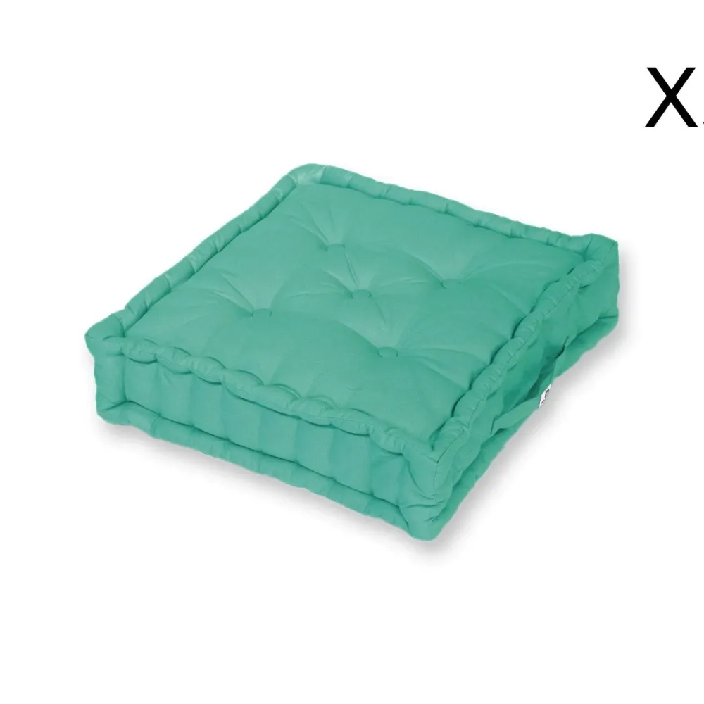 Conjunto de 2 Almofadas de Chão Gigantes 60x60 Azul Caraíbas - Espesso 15cm & Pega